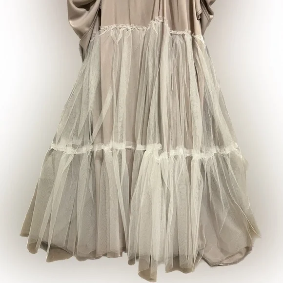 B Darlin Long Dress, Juniors' Glitter Mesh Rose color - Picture 7 of 15